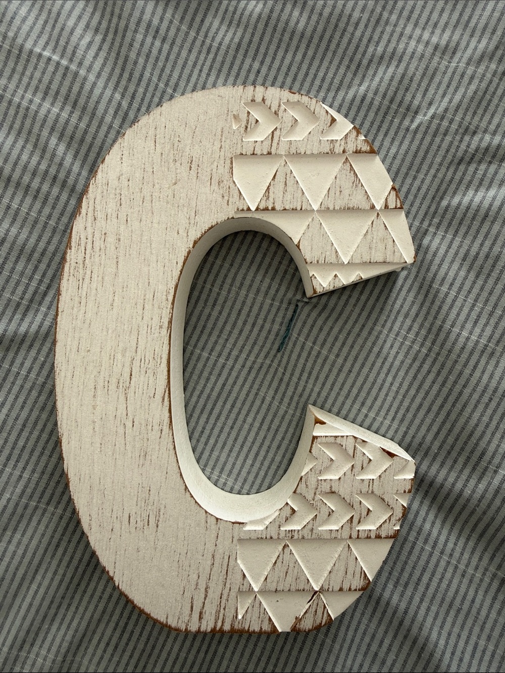 9” Wooden white initial C Decor dorm, bedroom, home